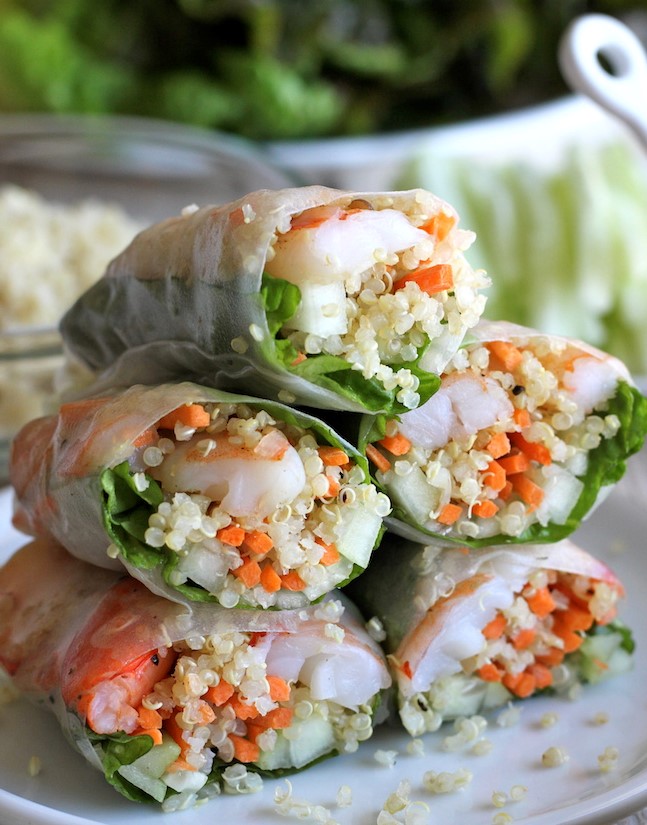  Roasted Shrimp Quinoa Spring Rolls | 12 Easy But Delicious Shrimp Recipes | Her Beauty