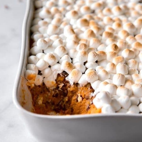 Sweet Potato Casserole With Marshmallow | 8 Vegetarian Dish Ideas for the Thanksgiving Table | Her Beauty