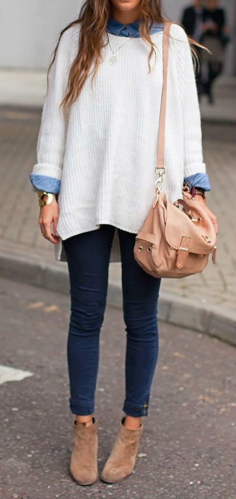 Oversized white sweater | 9 Chic and Simple Thanksgiving Outfits Ideas | Her Beauty